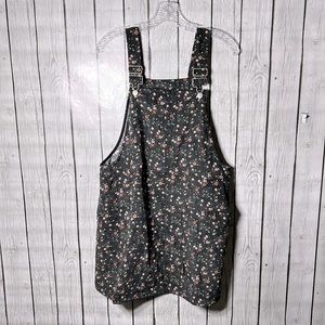Auw floral print corduroy overall dress size large